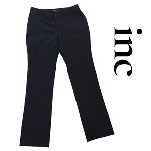INC Flare Leg Pants Women 6P Black Polyester Rayon Stretch Career Dress Trousers